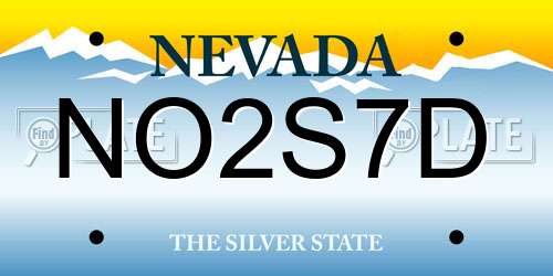 NO2S7D Nevada License Plate