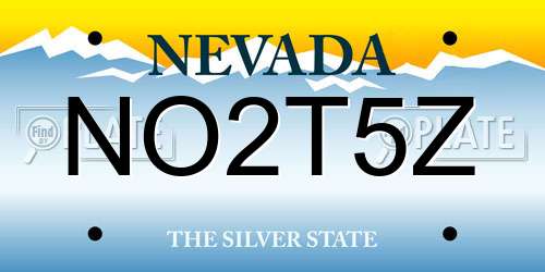 NO2T5Z Nevada License Plate