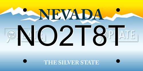 NO2T8T Nevada License Plate