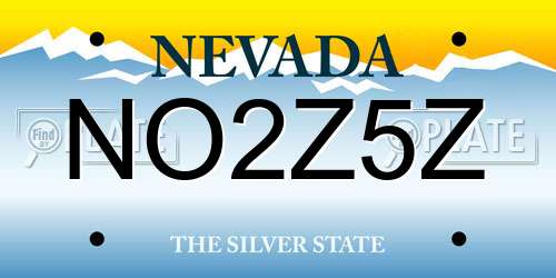 NO2Z5Z Nevada License Plate