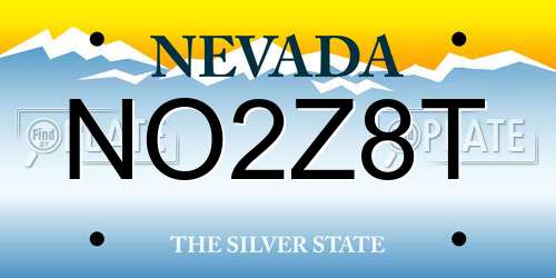 NO2Z8T Nevada License Plate