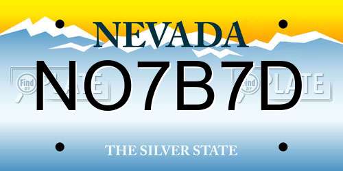 NO7B7D Nevada License Plate