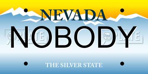 NOBODY Nevada License Plate