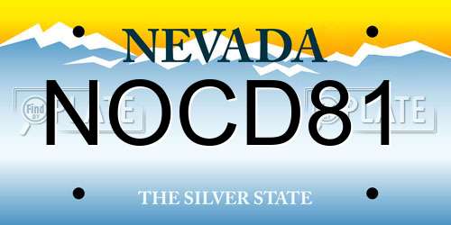 NOCD81 Nevada License Plate