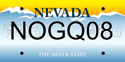NOGQ08 Nevada License Plate
