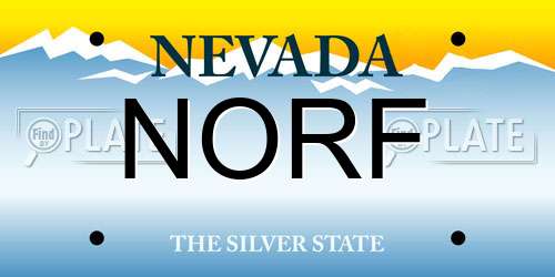 NORF Nevada License Plate