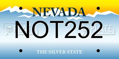 NOT252 Nevada License Plate