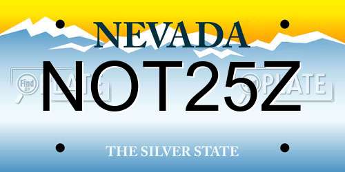 NOT25Z Nevada License Plate