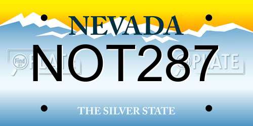 NOT287 Nevada License Plate