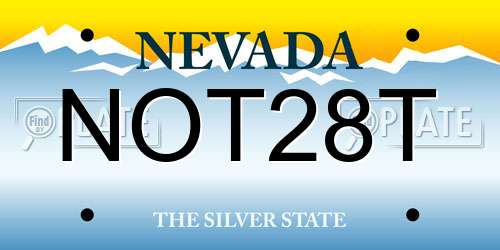 NOT28T Nevada License Plate