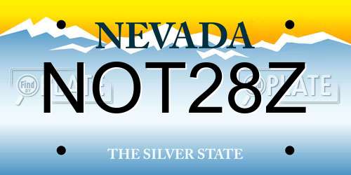 NOT28Z Nevada License Plate