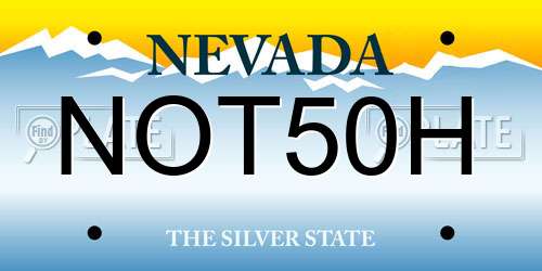 NOT50H Nevada License Plate