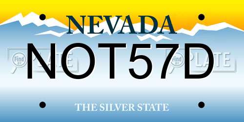NOT57D Nevada License Plate