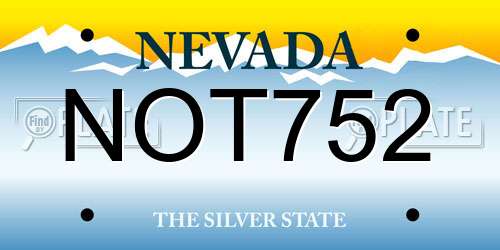 NOT752 Nevada License Plate