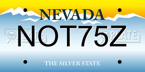 NOT75Z Nevada License Plate