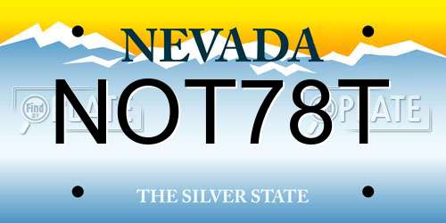 NOT78T Nevada License Plate
