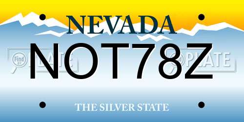 NOT78Z Nevada License Plate