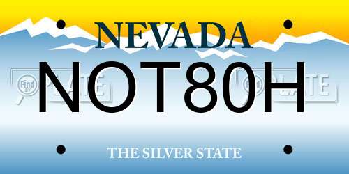 NOT80H Nevada License Plate