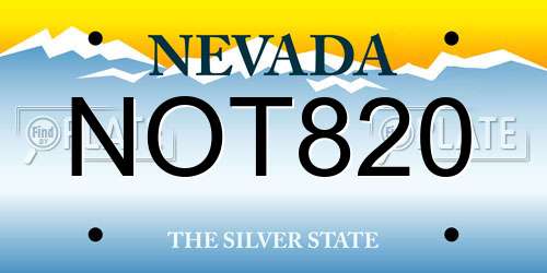 NOT820 Nevada License Plate