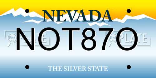 NOT87O Nevada License Plate