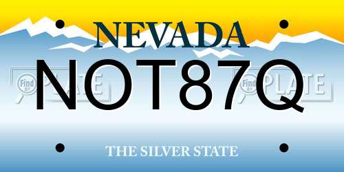 NOT87Q Nevada License Plate