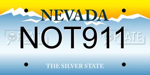 NOT911 Nevada License Plate