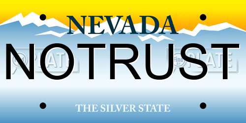 NOTRUST Nevada License Plate