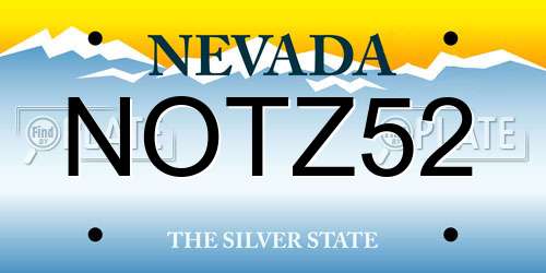 NOTZ52 Nevada License Plate