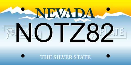 NOTZ82 Nevada License Plate