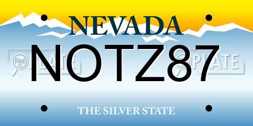 NOTZ87 Nevada License Plate
