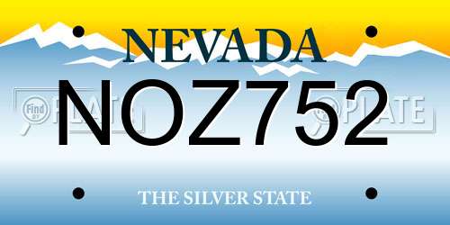 NOZ752 Nevada License Plate