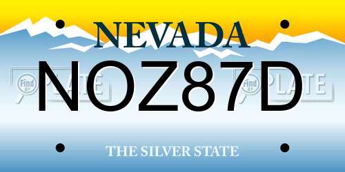 NOZ87D Nevada License Plate