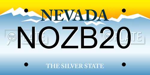NOZB20 Nevada License Plate