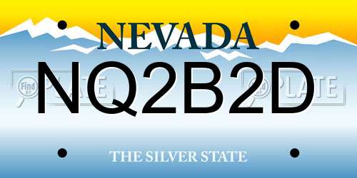 NQ2B2D Nevada License Plate