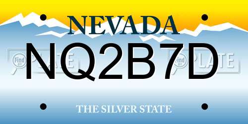 NQ2B7D Nevada License Plate