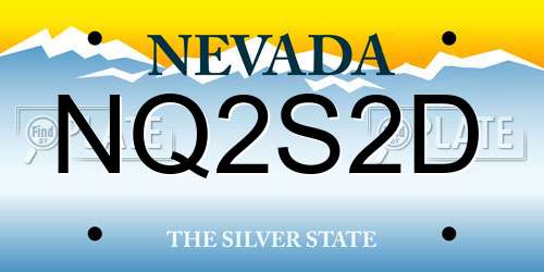 NQ2S2D Nevada License Plate