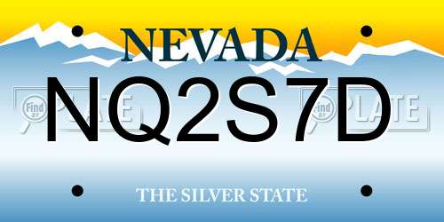 NQ2S7D Nevada License Plate