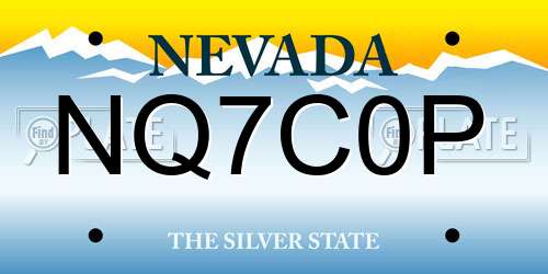 NQ7C0P Nevada License Plate