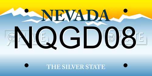 NQGD08 Nevada License Plate