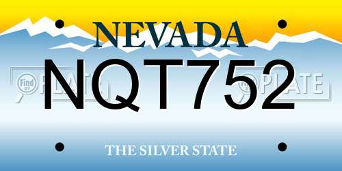 NQT752 Nevada License Plate
