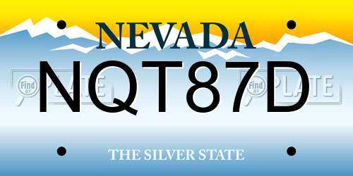 NQT87D Nevada License Plate