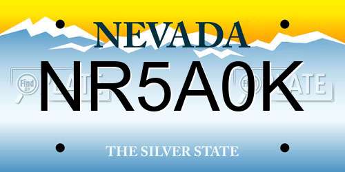 NR5A0K Nevada License Plate