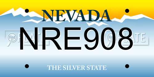 NRE908 Nevada License Plate