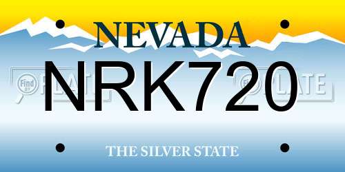 NRK720 Nevada License Plate