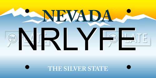 NRLYFE Nevada License Plate