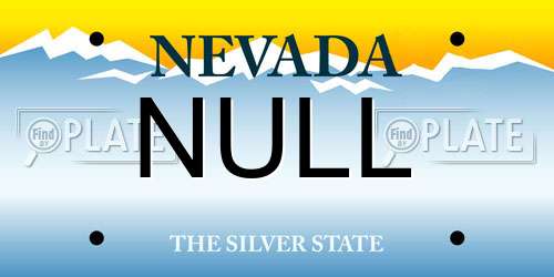 NULL Nevada License Plate
