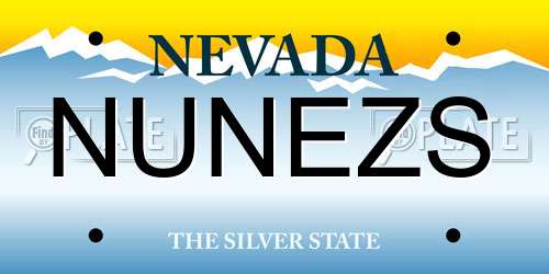 NUNEZS Nevada License Plate