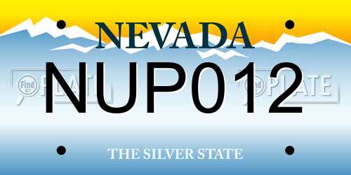 NUP012 Nevada License Plate