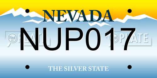 NUP017 Nevada License Plate