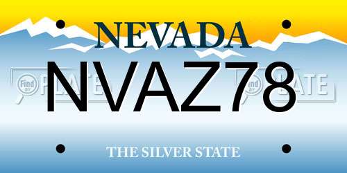 NVAZ78 Nevada License Plate